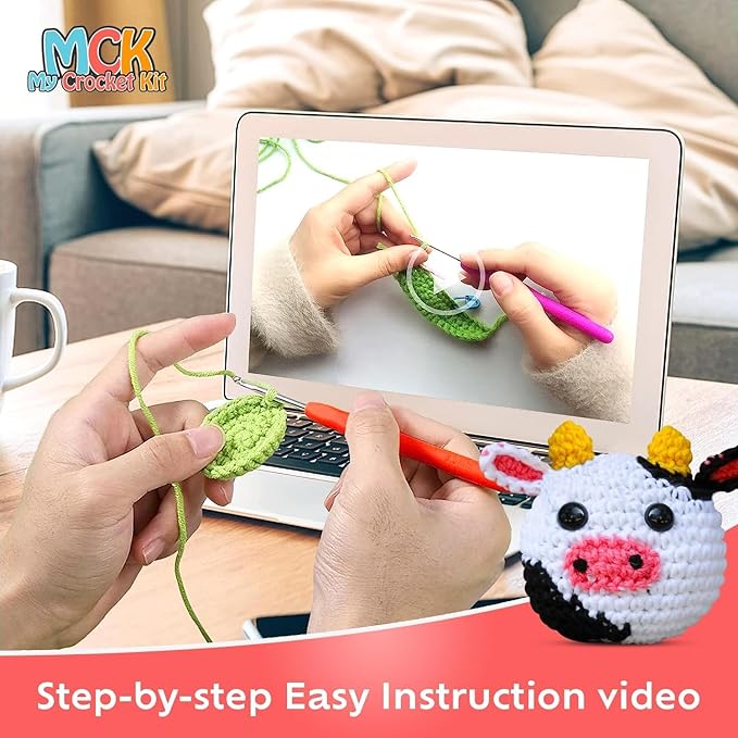 MCK My Crochet Kit for Beginners, Learn Crochet Starter Kit with  Step-By-Step Guided Video Knitting and Crochet Accessories for Adult  Beginner and
